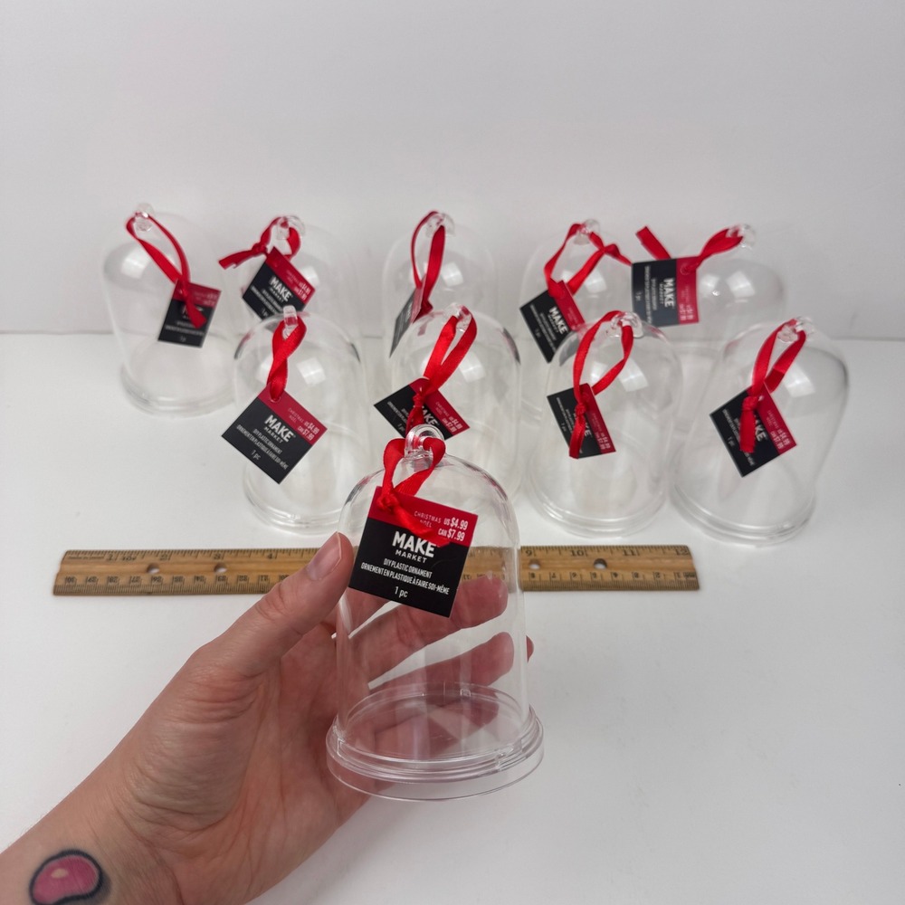 10 Michaels Make Market Fillable Empty Clear Plastic Cloche Ornament Craft Art